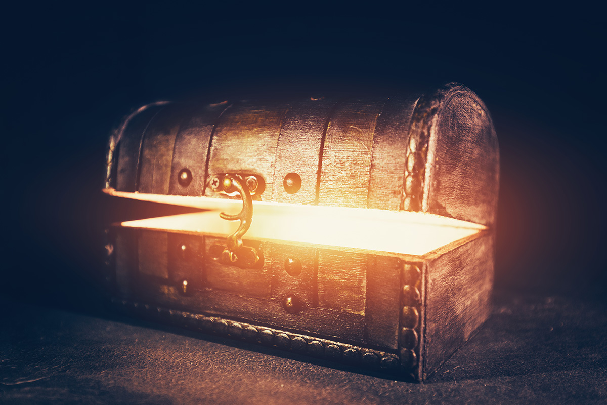 open treasure chest glowing from inside