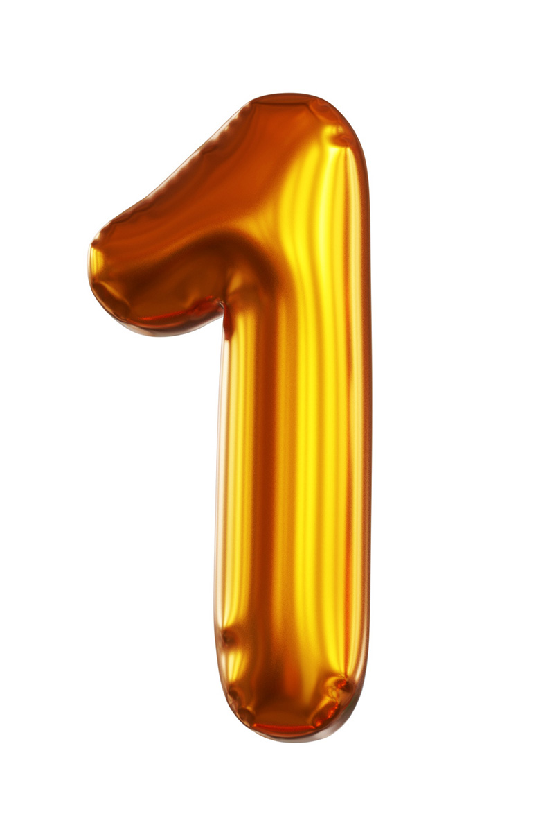 number one gold foil balloon