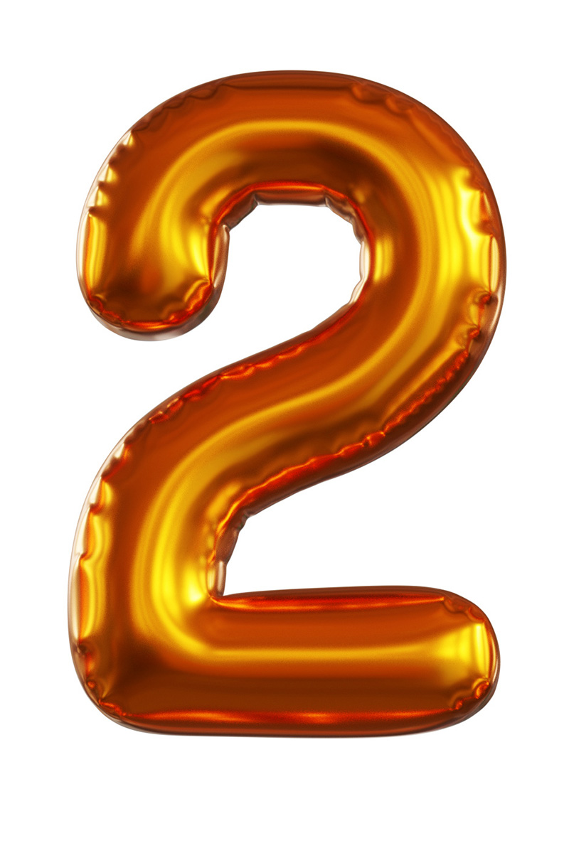 number two gold foil balloon