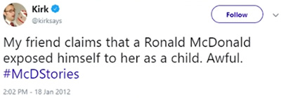 Tweet about a #McDStories