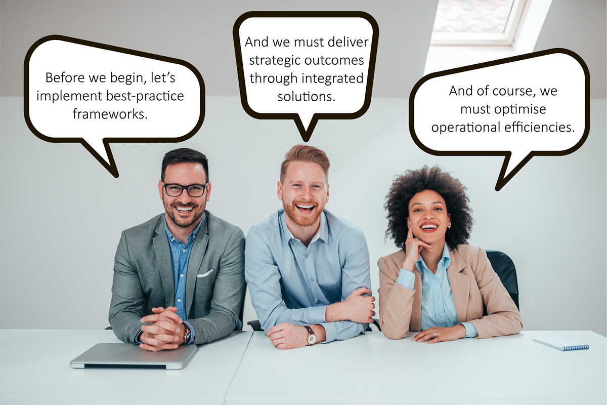 business professional speaking in corporate jargon