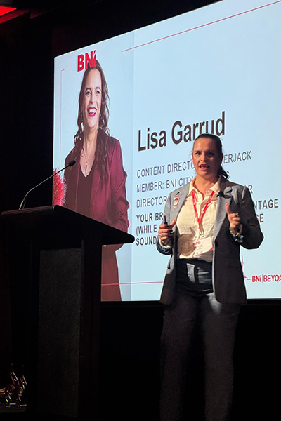 Lisa speaking the the BNI New Zealand conference