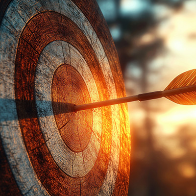 arrow hitting the bullseye of an archery target